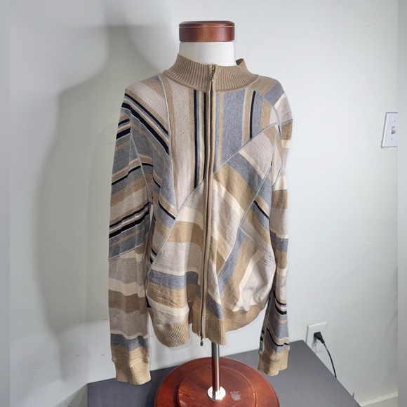 St. John Tan Wool Zip Up Sweater Cardigan - Picture 1 of 10